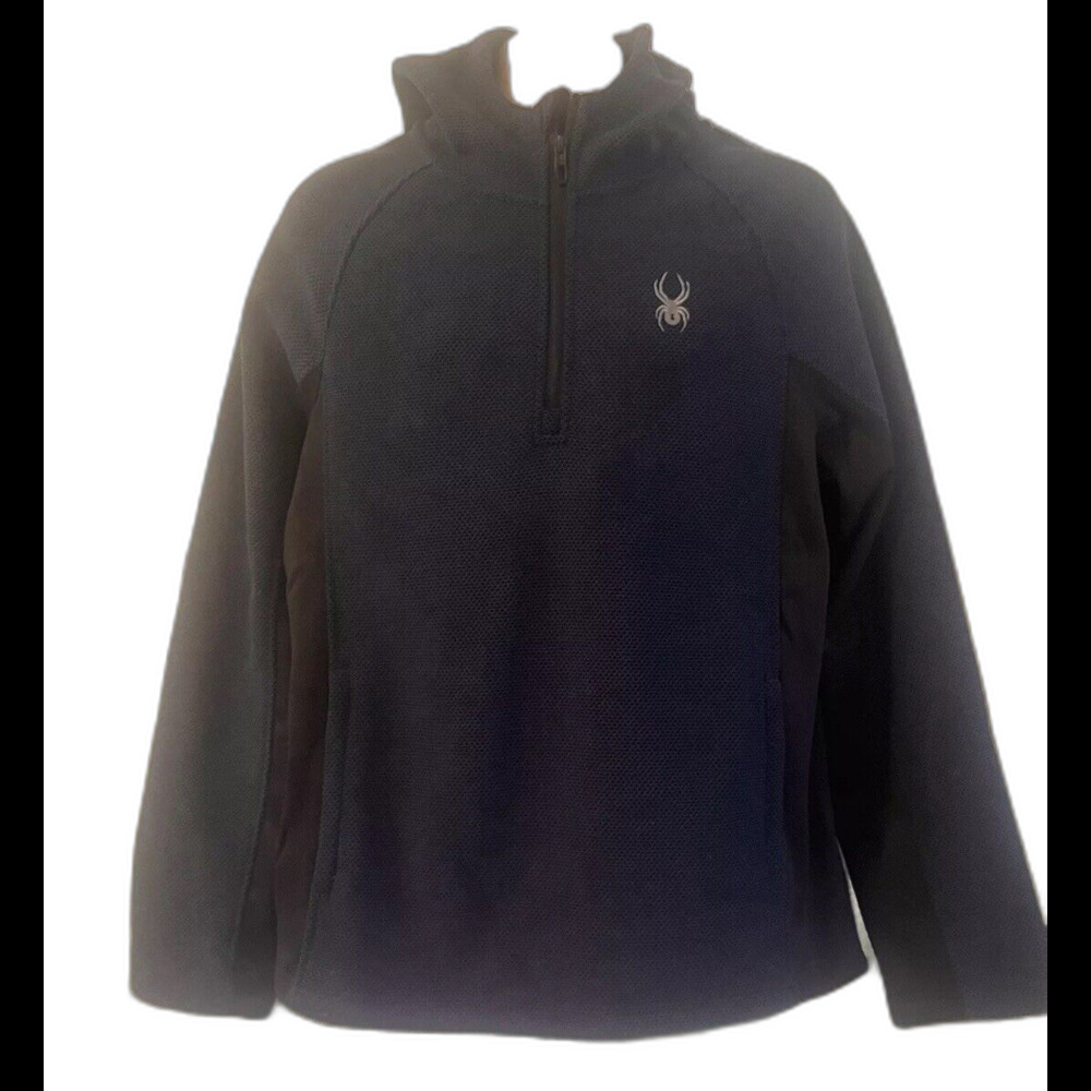 NWOT Spyder Boundless Hoodie 1/4 Zip Blue Black Mens L Gorp Outdoor Cozy Cabin
